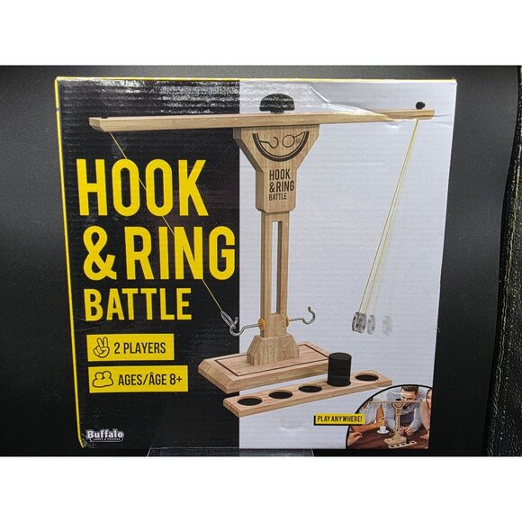 Hook & Ring Battle Game For 2 Players Ages 8+ Premium Wood Party Game By Buffalo - Picture 1 of 5